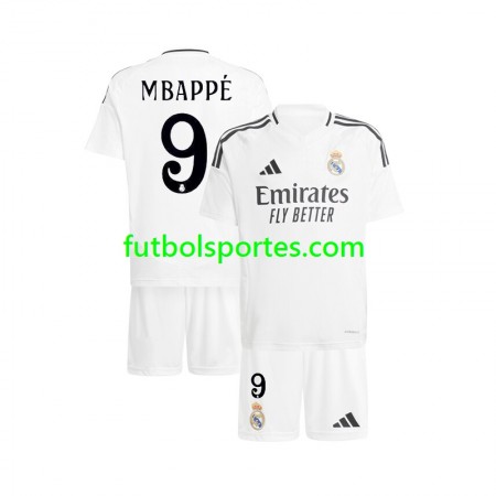 Camiseta Real Madrid Kylian Mbappé 9 Niño Primera Equipación 2024/2025